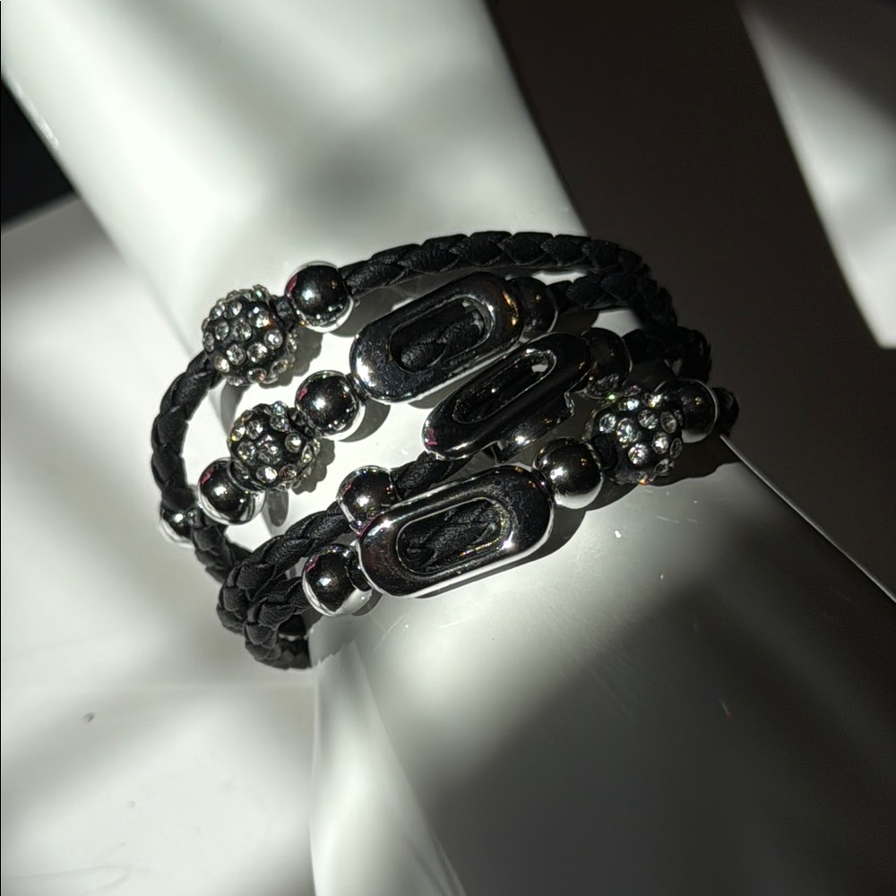 Black and Silver Braided Bracelet